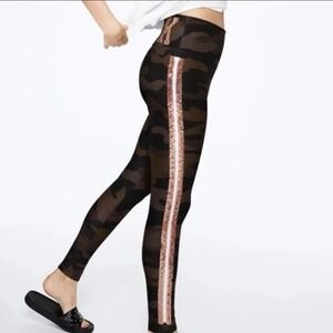 Victoria Secret PINK Yoga Pant Camo Bling Tight Leggings XS Logo Sequins Y2K